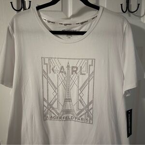Karl Lagerfeld White Eiffel Tower Tee NEW WITH TAGS Womens XL